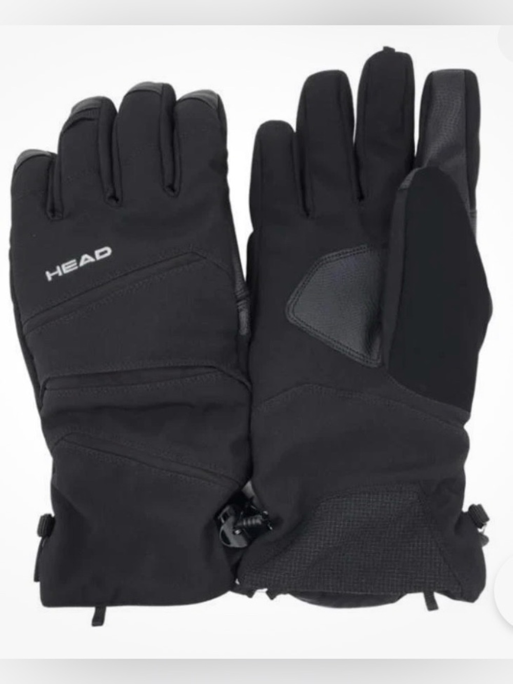 HEAD XL Winter Ski Snow Gloves Black Insulated Waterproof Zipper Pocket NWOT